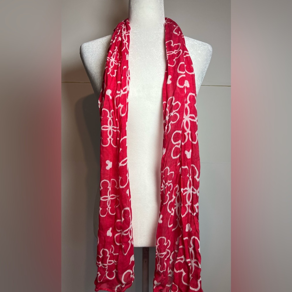 Disney Inspired Mickey Mouse Print Red Lightweight Scarf Wrap